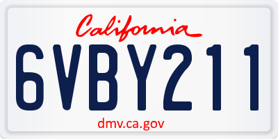 CA license plate 6VBY211