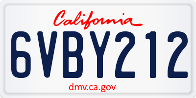 CA license plate 6VBY212