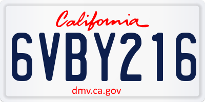 CA license plate 6VBY216