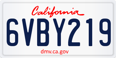 CA license plate 6VBY219