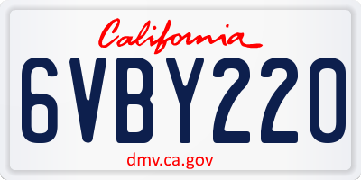 CA license plate 6VBY220
