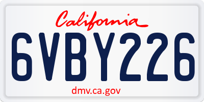 CA license plate 6VBY226