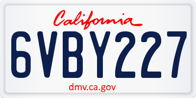 CA license plate 6VBY227