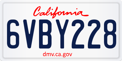 CA license plate 6VBY228