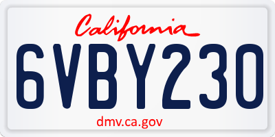 CA license plate 6VBY230