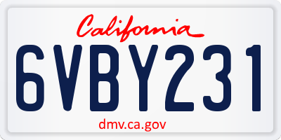CA license plate 6VBY231
