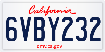 CA license plate 6VBY232