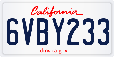 CA license plate 6VBY233