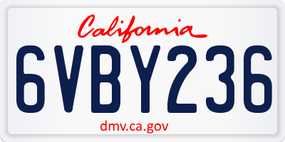 CA license plate 6VBY236