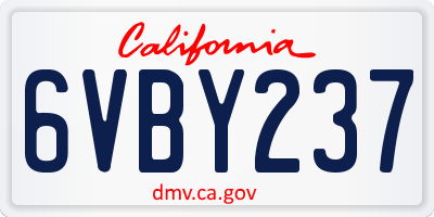 CA license plate 6VBY237