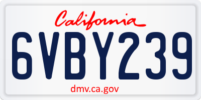 CA license plate 6VBY239