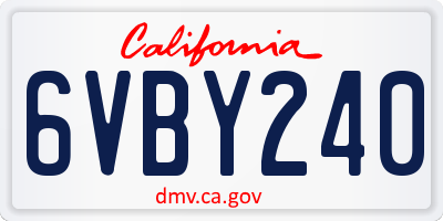 CA license plate 6VBY240