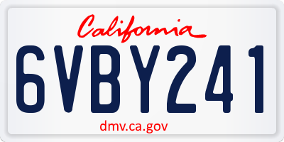 CA license plate 6VBY241