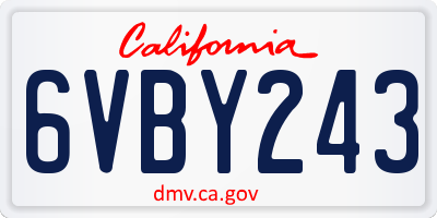 CA license plate 6VBY243