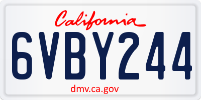 CA license plate 6VBY244