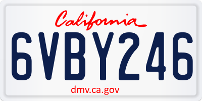 CA license plate 6VBY246