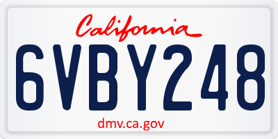CA license plate 6VBY248