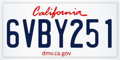 CA license plate 6VBY251