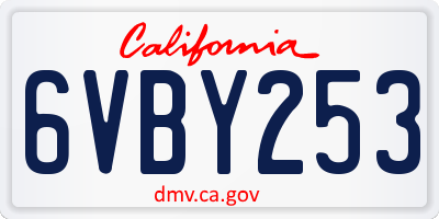 CA license plate 6VBY253