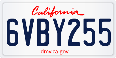 CA license plate 6VBY255