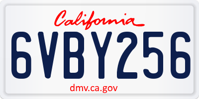CA license plate 6VBY256