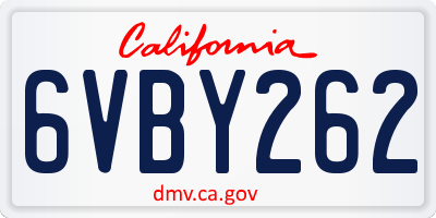 CA license plate 6VBY262