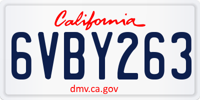 CA license plate 6VBY263