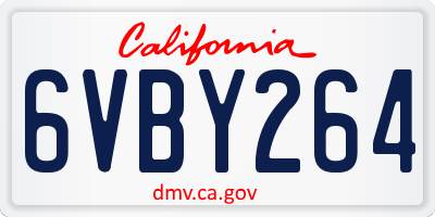 CA license plate 6VBY264