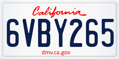 CA license plate 6VBY265
