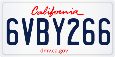 CA license plate 6VBY266