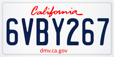 CA license plate 6VBY267