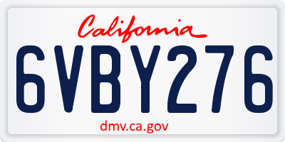 CA license plate 6VBY276