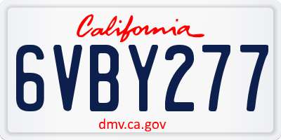 CA license plate 6VBY277