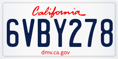 CA license plate 6VBY278