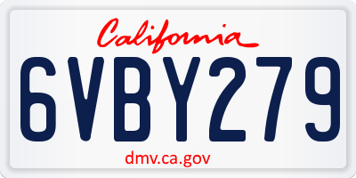 CA license plate 6VBY279