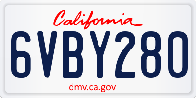 CA license plate 6VBY280