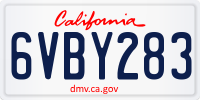 CA license plate 6VBY283