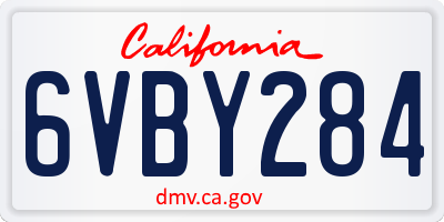 CA license plate 6VBY284
