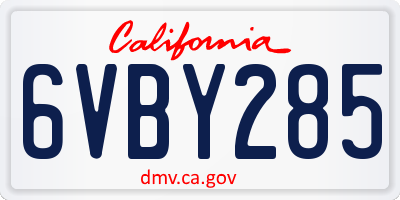 CA license plate 6VBY285