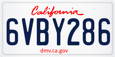 CA license plate 6VBY286
