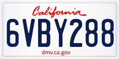 CA license plate 6VBY288