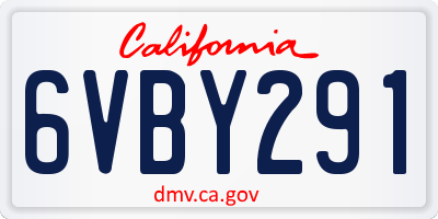 CA license plate 6VBY291
