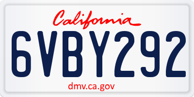 CA license plate 6VBY292