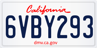 CA license plate 6VBY293