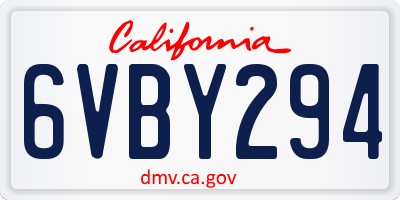 CA license plate 6VBY294
