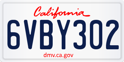 CA license plate 6VBY302