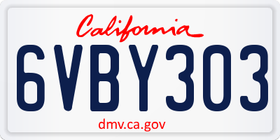 CA license plate 6VBY303