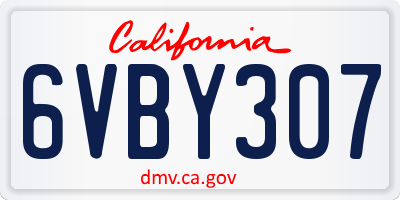 CA license plate 6VBY307