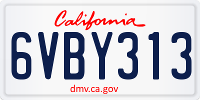 CA license plate 6VBY313