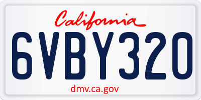 CA license plate 6VBY320